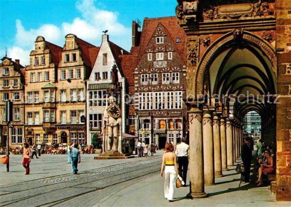 Bremen Marktplatz mit Roland Rathaus Arkaden