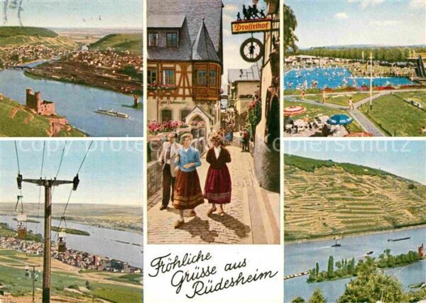 Ruedesheim Rhein Rheinpartie Seilbahn Freibad