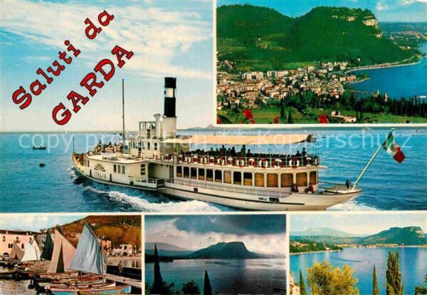 Garda Lago di Garda Fliegeraufnahme Dampfer Gardasee