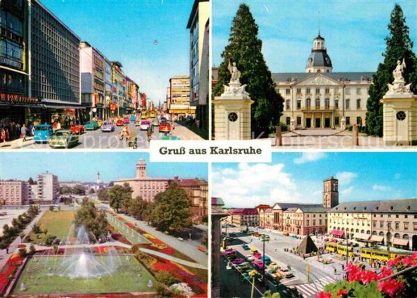 Karlsruhe Baden Kaiserstrasse Schloß Wasserspiele Markt