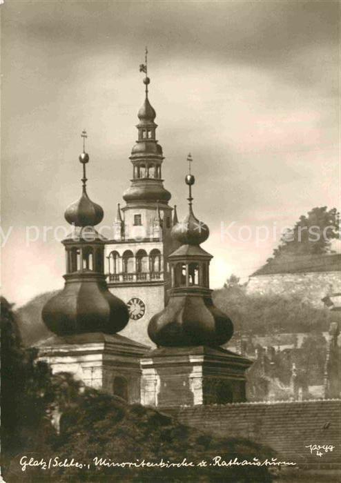 Glatz Niederschlesien Kirche mit Rathausturm