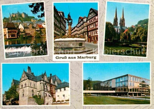 Marburg Lahn Landgrafenschloß Marktbrunnen Mensa Uni