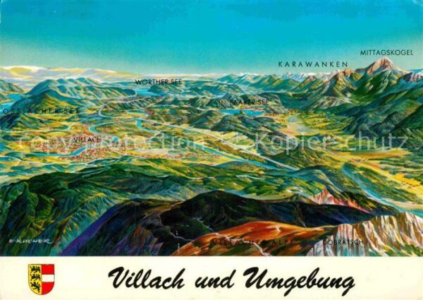 Villach Kaernten Panorama Karawanken Mittagskogel Wörthe