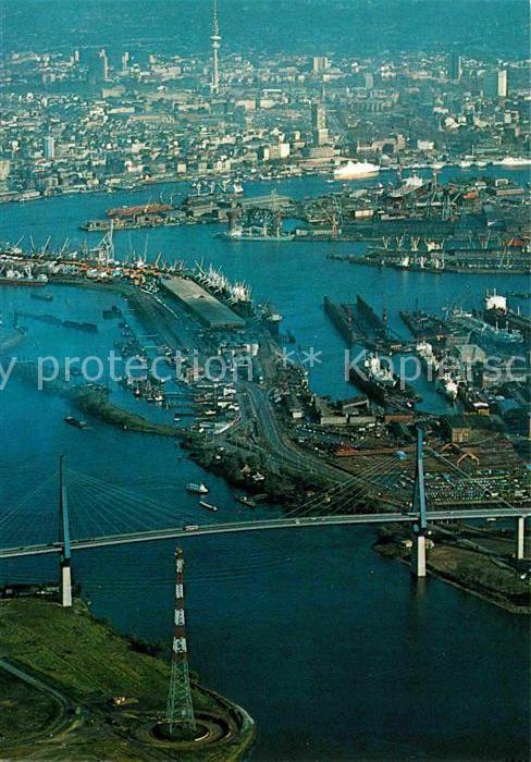 Hamburg Fliegeraufnahme Köhlbrandbrücke