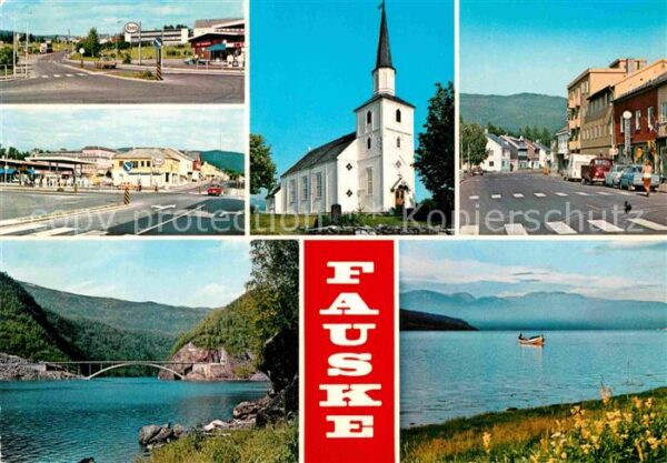 Fauske Kirche Panorama Brücke Tankstelle