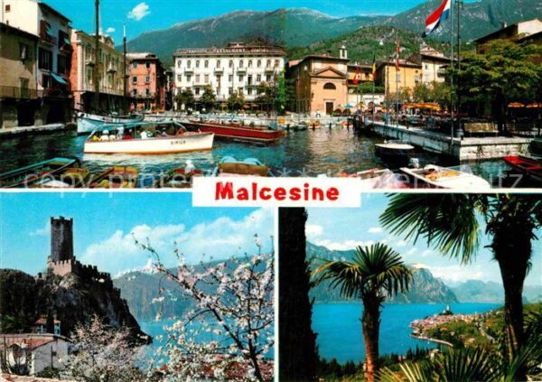 Malcesine Lago di Garda Hafen Turm Panorama