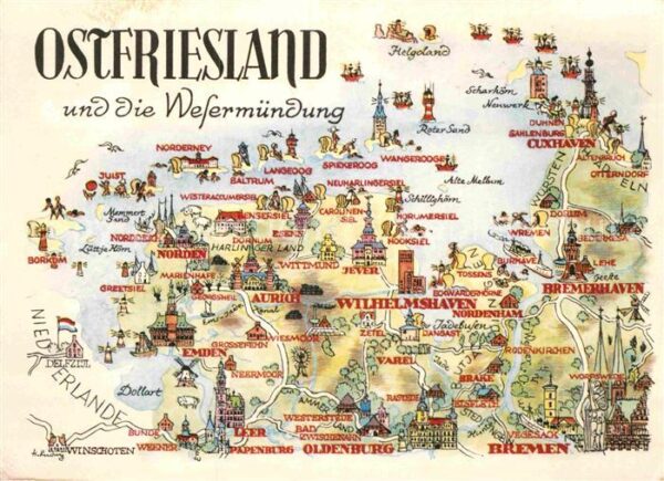 Ostfriesland Panoramakarte Wesermündung