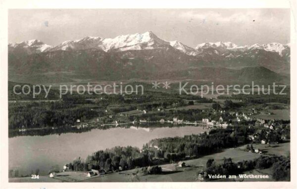 Velden Woerthersee mit Alpenpanorama Fliegeraufnahme