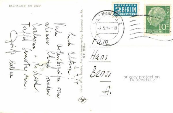 Bacharach Rhein Trinkspruch Weinflasche Weinreben Weint – Bild 2