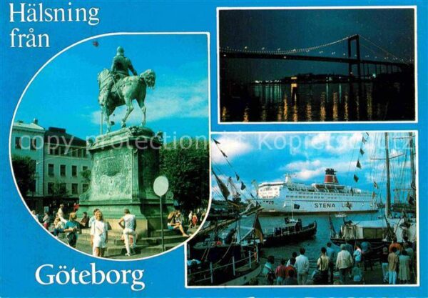 Goeteborg Denkmal Reiterstandbild Brücke Fähre Ha