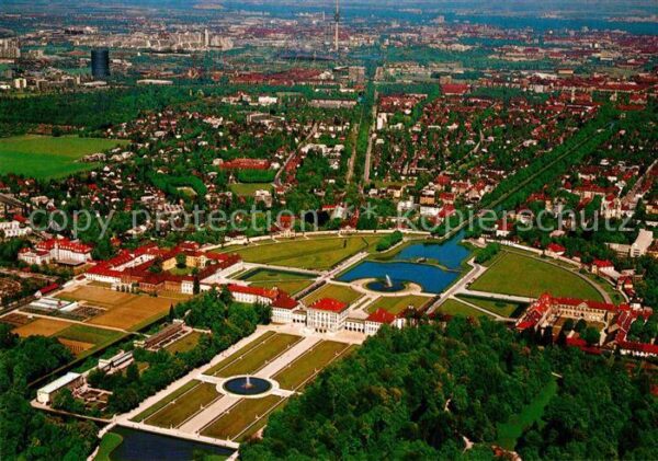 Muenchen Schloss Nymphenburg Blick zum Olympiage