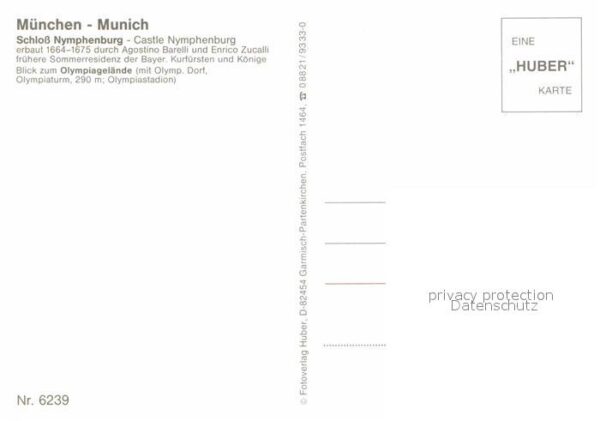 Muenchen Schloss Nymphenburg Blick zum Olympiage – Bild 2
