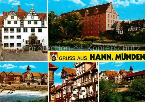 Hann. Muenden Rathaus Gebäude Altstadt Wehr Fachwerkh