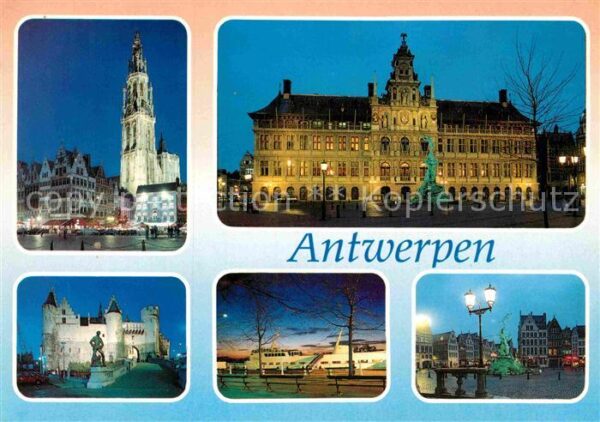 Antwerpen Anvers Kathedrale Rathaus Burg Steen Fähre Pla