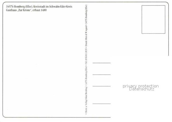 Homberg Efze Gasthaus Zur Krone Künstlerkarte – Bild 2