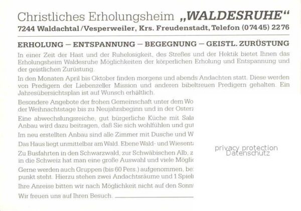 Waldachtal Erholungsheim Waldesruhe – Bild 2