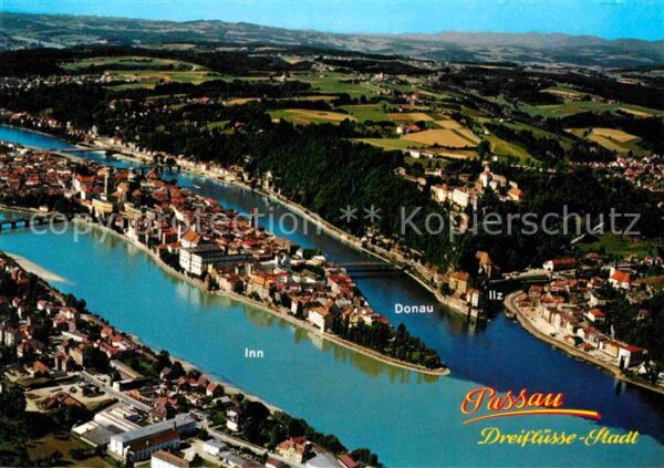 Passau Fliegeraufnahme Ilz Inn Donau