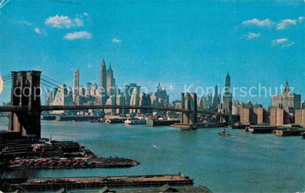 New York City Manhattan Skyline Brooklyn Bridge