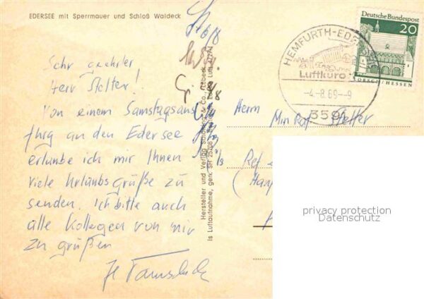 Edersee Fliegeraufnahme Sperrmauer Schloss Wald – Bild 2