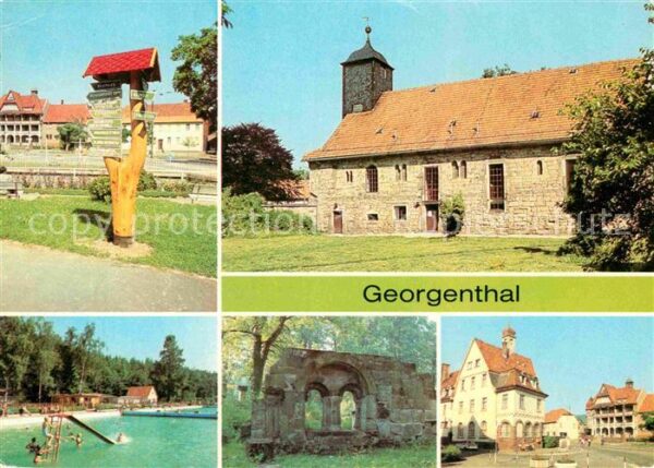 Georgenthal Gotha Wanderwegweiser Kirche Waldbad Ruine de
