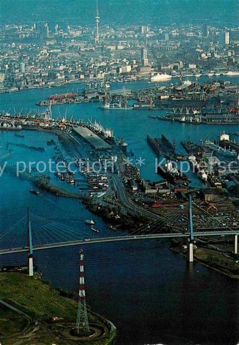 Hamburg Fliegeraufnahme Köhlbrandbrücke