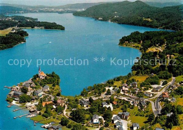 Maria Woerth Woerthersee Fliegeraufnahme mit Blick nach Klagenfu