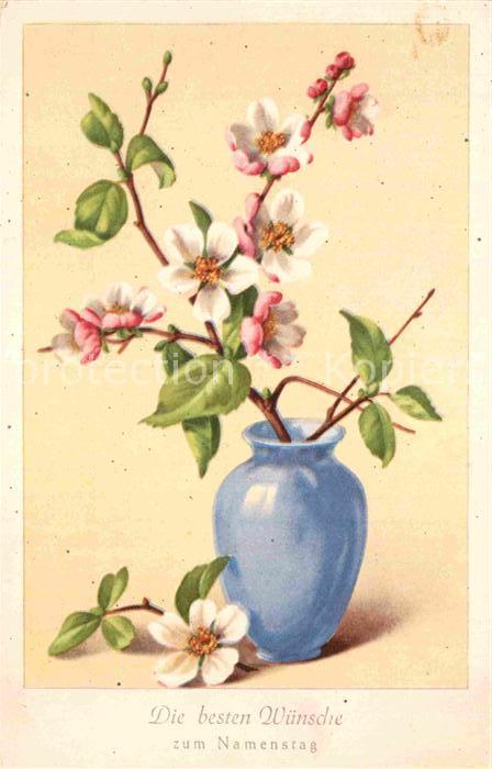 Namenstag Namenskarte Blumen Vase