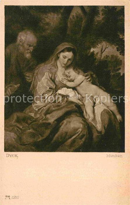 Verlag Ackermann Kuenstlerpostkarte Nr. 2180 A. van Dyck Ruhe auf der Flucht