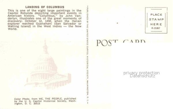 Kuenstlerkarte John Vanderlyn Landing of Columbus – Bild 2