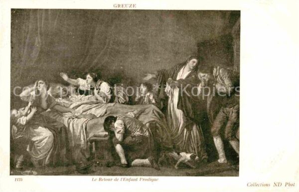 Kuenstlerkarte Alte Kuenstler Jean-Baptiste Greuze Le Retour de l'Enf