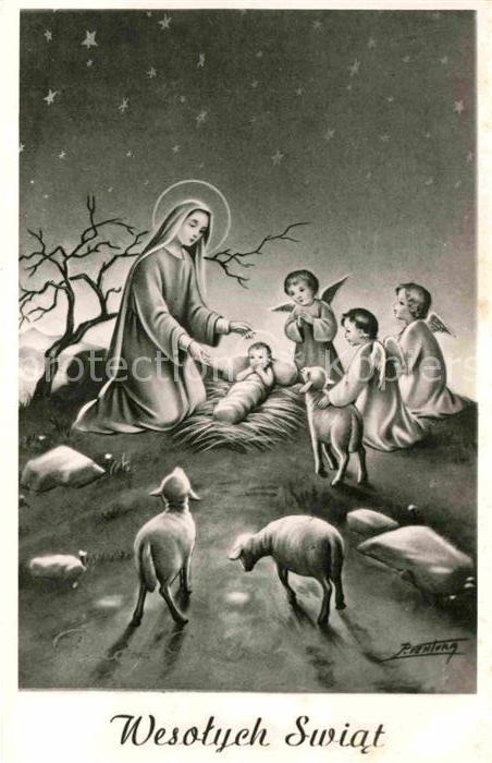 Weihnachten Heilige Maria Christkind Engel Lamm Kün