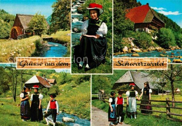 Trachten Schwarzwald Bollenhut - P O S T K A R T E -  - P O