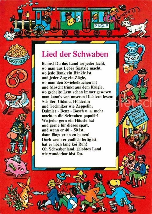 Liederkarte Lied der Schwaben Zügle Spätzle Moscht