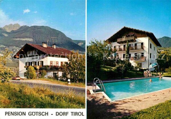 Dorf Tirol Pension Götsch Swimming Pool Alpenblick