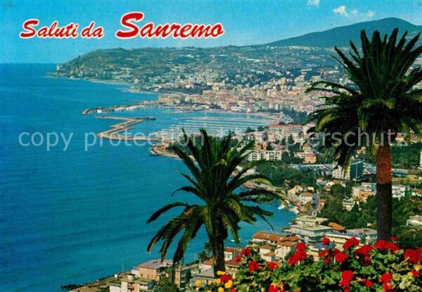 Sanremo Panorama Riviera dei Fiori Küste Palmen
