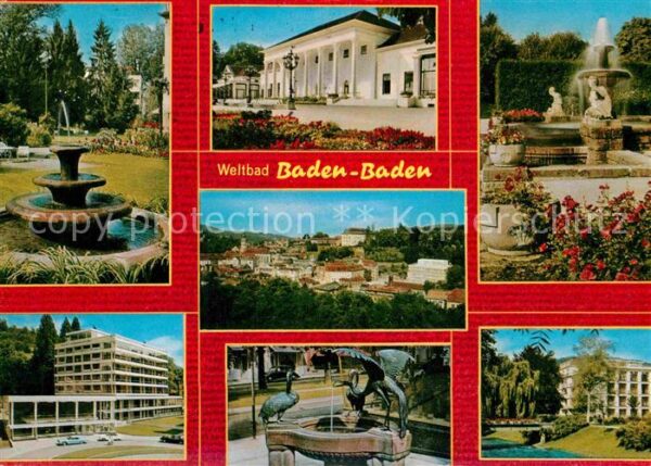 Baden-Baden Kurpark Brunnen Kurhaus Stadtpanorama C