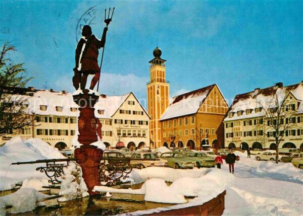Freudenstadt Marktplatz mit Neptunbrunnen und Rathau