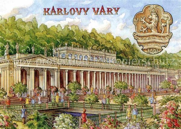 Karlovy Vary Kolonada Kolonnaden Künstlerkarte