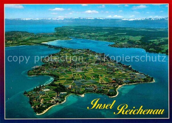 Insel Reichenau Alpenkette Fliegeraufnahme