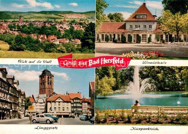 Bad Hersfeld Stadtpanorama Wandelhalle Kurparkteich