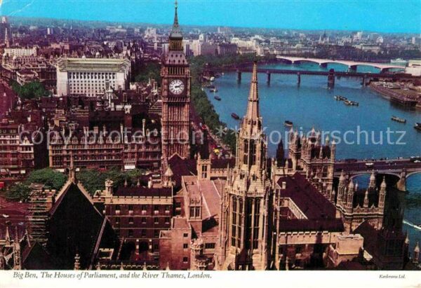 London Big Ben Houses of Parliament River Tham
