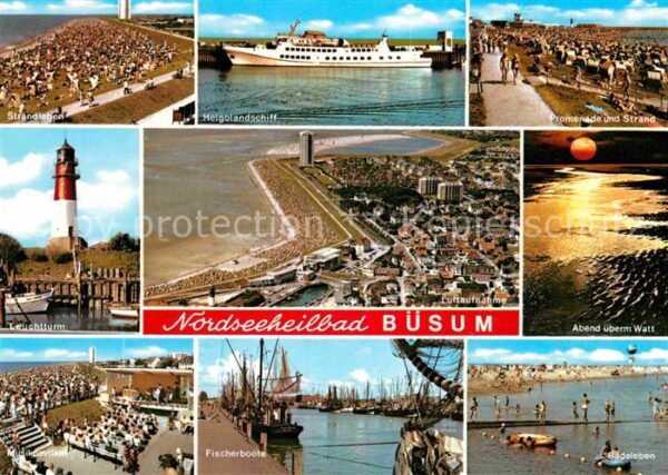Buesum Nordseebad Fischerboote Leuchtturm Helgolandschiff