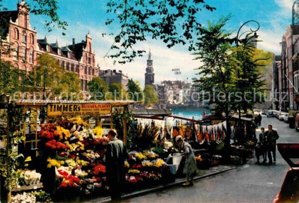 Amsterdam Niederlande Bloemenmarkt Munttoren