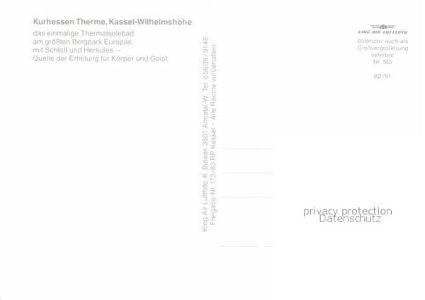Wilhelmshoehe Kassel Fliegeraufnahme Kurhessen Therme Schloß – Bild 2