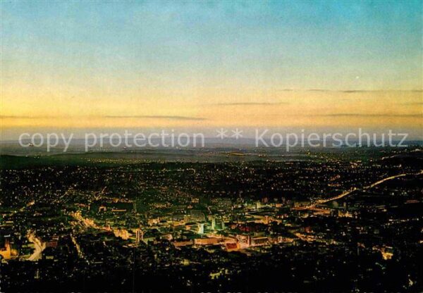 Stuttgart Fliegeraufnahme am Abend