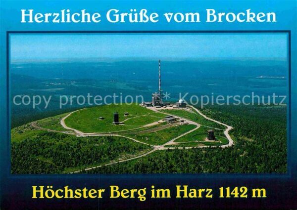 Brocken Harz Fliegeraufnahme mit Sendetürmen