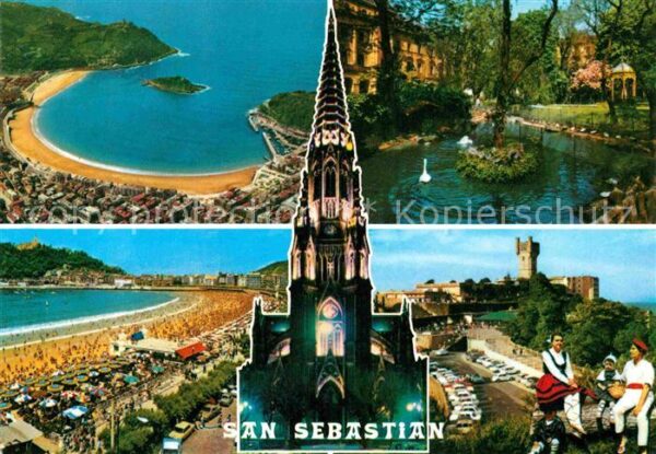 San Sebastian  Pais Vasco ES Fliegeraufnahme Strand Catedral Tracht