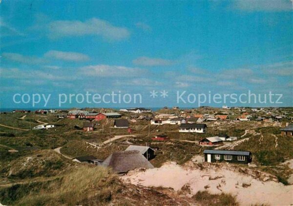 Henne Strand Fliegeraufnahme Häuser in den Dünen