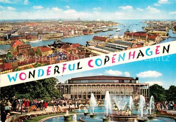 Kopenhagen Fliegeraufnahme Hafen Brunnen
