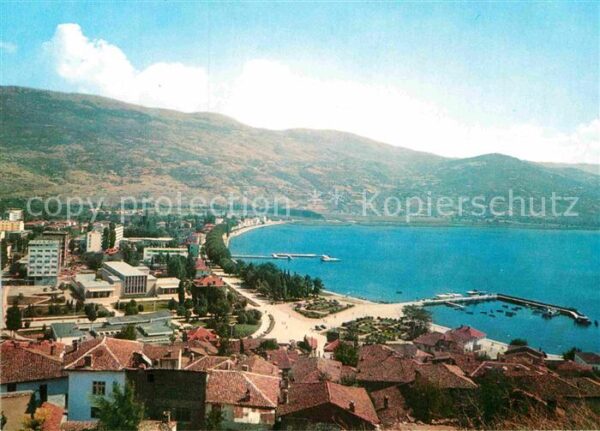 Ohrid Panorama Hafen Küste Berge